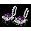 Image 2 : 14K WHITE GOLD 10.00CT AMETHYST 2.00CT DIAMOND EARRINGS