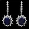 Image 1 : 14K WHITE GOLD 12CT SAPPHIRE 1.70CT DIAMOND EARRINGS