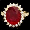 Image 1 : 14K YELLOW GOLD 7.00CT RUBY 1.15CT DIAMOND RING