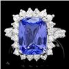 Image 1 : 14K WHITE GOLD 5.00CT TANZANITE 1.20CT DIAMOND RING