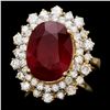 Image 1 : 14K YELLOW GOLD 11.00CT RUBY 1.60CT DIAMOND RING