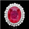 Image 1 : 14K WHITE GOLD 18.00CT RUBY 2.45CT DIAMOND RING