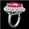 Image 2 : 14K WHITE GOLD 18.00CT RUBY 2.45CT DIAMOND RING