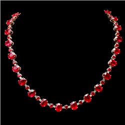 14K YELLOW GOLD 73CT RUBY 2.00CT DIAMOND NECKLACE