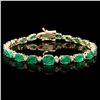 Image 1 : 14K YELLOW GOLD 11CT EMERALD 0.65CT DIAMOND BRACELET