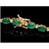 Image 2 : 14K YELLOW GOLD 11CT EMERALD 0.65CT DIAMOND BRACELET