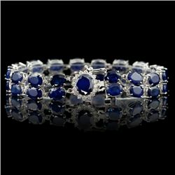 14K WHITE GOLD 50CT SAPPHIRE 0.65CT DIAMOND BRACELET