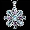 Image 1 : 14K GOLD 23CT AQUAMARINE SAPPHIRE DIAMOND PENDANT