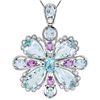 Image 2 : 14K GOLD 23CT AQUAMARINE SAPPHIRE DIAMOND PENDANT