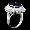 Image 2 : 14K WHITE GOLD 11.50CT SAPPHIRE 2.50CT DIAMOND RING