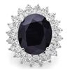 Image 3 : 14K WHITE GOLD 11.50CT SAPPHIRE 2.50CT DIAMOND RING