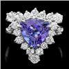 Image 1 : 14K WHITE GOLD 2.5CT TANZANITE 1.3CT DIAMOND RING