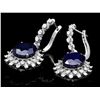 Image 2 : 14K WHITE GOLD 15.00CT SAPPHIRE 2.00CT DIAMOND EARRINGS