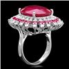 Image 2 : 14K WHITE GOLD 16.6CT RUBY 1.60CT DIAMOND RING