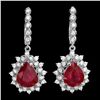 Image 1 : 14K WHITE GOLD 1.50CT RUBY 2.00CT DIAMOND EARRINGS