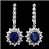 Image 1 : 14K WHITE GOLD 7.00CT SAPPHIRE 1.80CT DIAMOND EARRINGS