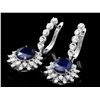 Image 2 : 14K WHITE GOLD 7.00CT SAPPHIRE 1.80CT DIAMOND EARRINGS