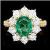 Image 1 : 18K YELLOW GOLD 2.00CT EMERALD 2.00CT DIAMOND RING