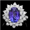 Image 1 : 14K WHITE GOLD 3.50CT TANZANITE 1.70CT DIAMOND RING