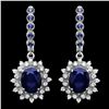 Image 1 : 14K WHITE GOLD 6.4CT SAPPHIRE 1CT DIAMOND EARRINGS