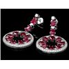 Image 2 : 14K WHITE GOLD 18.50CT RUBY 1.60CT DIAMOND EARRINGS