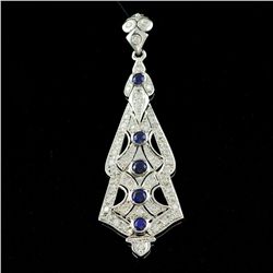 14K WHITE GOLD 1.30CT SAPPHIRE 2.05CT DIAMOND PENDANT