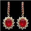 Image 1 : 14K YELLOW GOLD 11.00CT RUBY 1.30CT DIAMOND EARRINGS