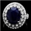 Image 1 : 14K WHITE GOLD 5.20CT SAPPHIRE 0.85CT DIAMOND RING