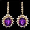 Image 1 : 14K YELLOW GOLD 15.00CT AMETHYST 2.00CT DIAMOND EARRINGS