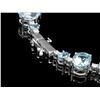 Image 3 : 14K W GOLD 49CT AQUAMARINE 2.40CT DIAMOND NECKLACE