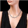 Image 4 : 14K W GOLD 49CT AQUAMARINE 2.40CT DIAMOND NECKLACE