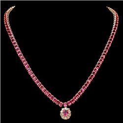 14K YELLOW GOLD 40CT TOURMALINE 1CT DIAMOND NECKLACE