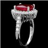 Image 2 : 14K WHITE GOLD 4.50CT RUBY 0.90CT DIAMOND RING