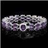 Image 1 : 14K WHITE GOLD 43CT AMETHYST 0.60CT DIAMOND BRACELET