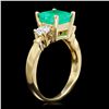 Image 2 : 14K YELLOW GOLD 2.00CT EMERALD 0.60CT DIAMOND RING