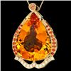 Image 1 : 14K YELLOW GOLD 42CT CITRINE 0.30CT DIAMOND PENDANT