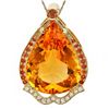 Image 2 : 14K YELLOW GOLD 42CT CITRINE 0.30CT DIAMOND PENDANT