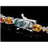 Image 2 : 14K WHITE GOLD 15CT SAPPHIRE 0.35CT DIAMOND BRACELET