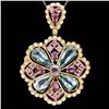 Image 1 : 14K GOLD AQUAMARINE SAPPHIRE SPINNEL DIAMOND PENDANT