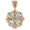 Image 2 : 14K GOLD AQUAMARINE SAPPHIRE SPINNEL DIAMOND PENDANT