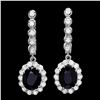 Image 1 : 14K WHITE GOLD 4CT SAPPHIRE 1.35CT DIAMOND EARRINGS