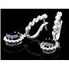 Image 2 : 14K WHITE GOLD 4CT SAPPHIRE 1.35CT DIAMOND EARRINGS