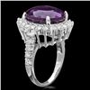 Image 2 : 14K WHITE GOLD 9.50CT AMETHYST 1.60CT DIAMOND RING