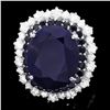 Image 1 : 14K WHITE GOLD 13.45CT SAPPHIRE 1.35CT DIAMOND RING