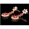Image 2 : 14K YELLOW GOLD 5CT RUBY 1.60CT DIAMOND EARRINGS