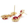 Image 3 : 14K YELLOW GOLD 5CT RUBY 1.60CT DIAMOND EARRINGS