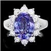 Image 1 : 14K WHITE GOLD 3.50CT TANZANITE 1.30CT DIAMOND RING