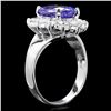 Image 2 : 14K WHITE GOLD 3.50CT TANZANITE 1.30CT DIAMOND RING