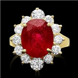 14K YELLOW GOLD 7.24CT RUBY 1.56CT DIAMOND RING