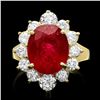 Image 1 : 14K YELLOW GOLD 7.24CT RUBY 1.56CT DIAMOND RING